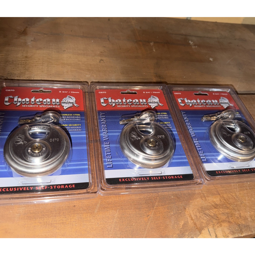 3 X Chateau Security Specialists Stainless Steel Storage Locks 2 3/4" 70mm C870